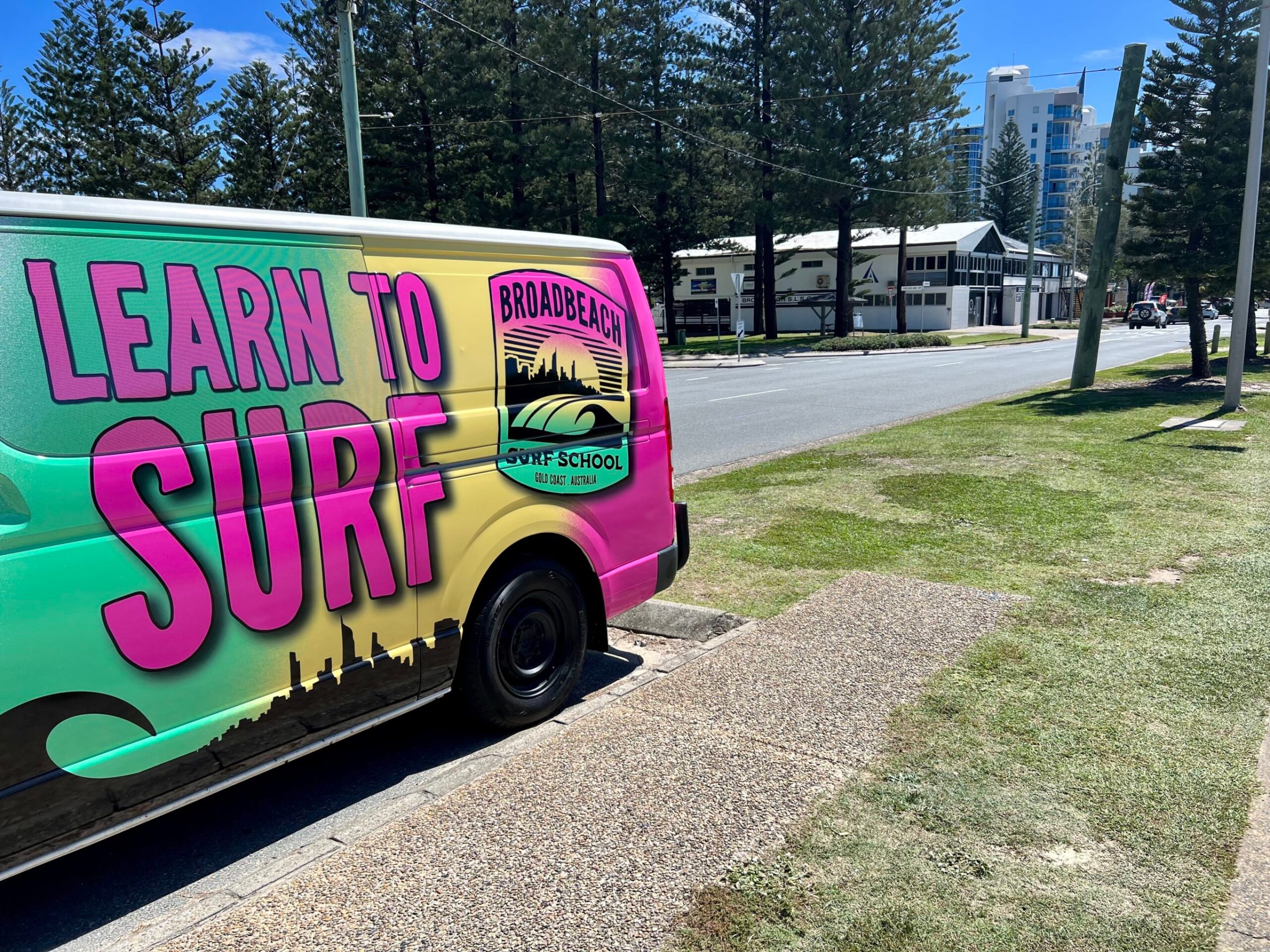 a bus parked on the side of a van