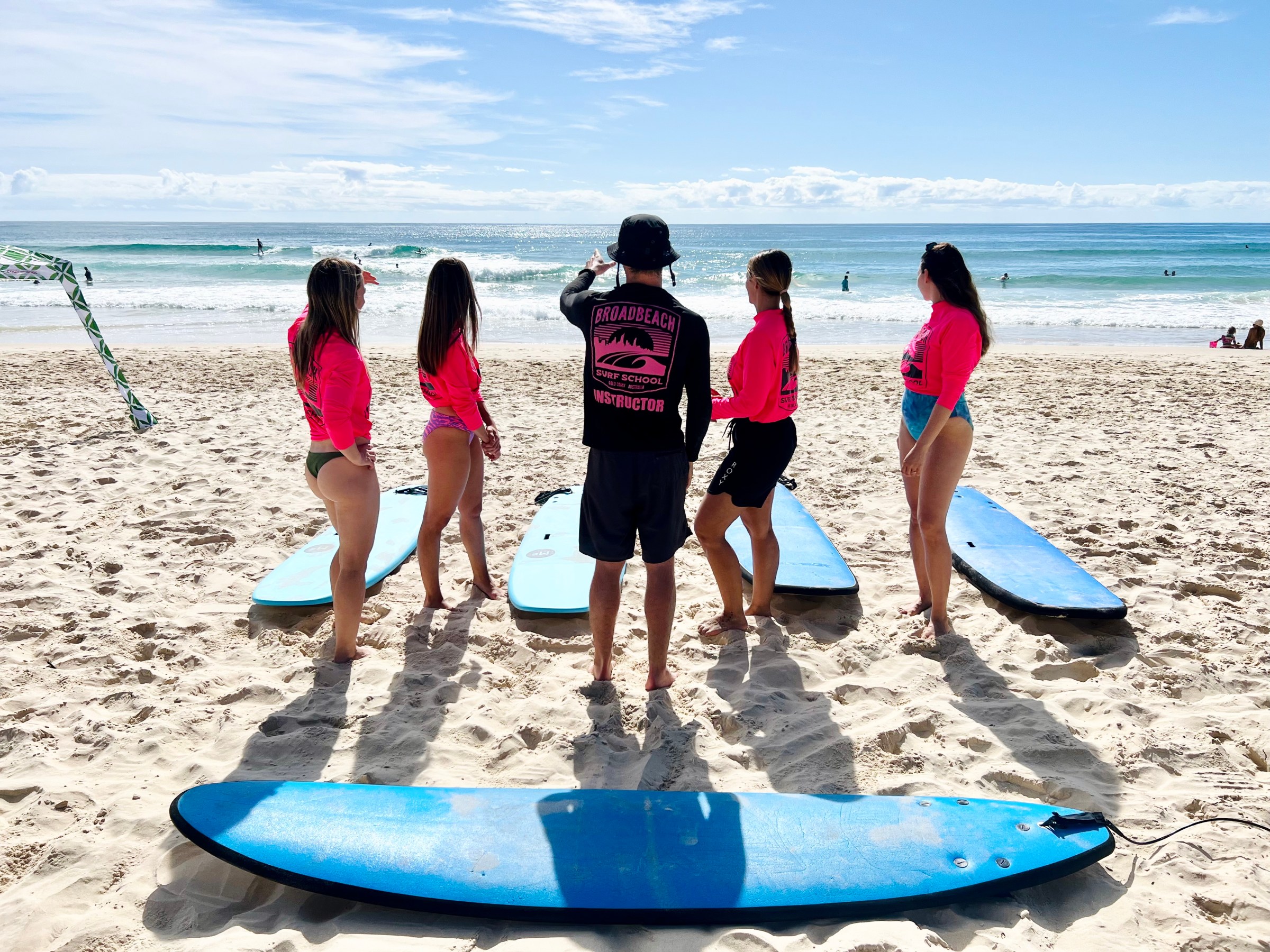 a group of people on a beach